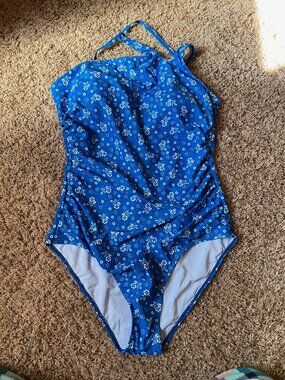 Blue one piece bathing suit XL New